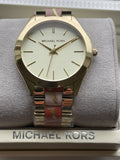 Michael Kors Slim Runway Gold Dial Two Tone Steel Strap Watch for Women - MK4300 Authentic Buy Shop Now