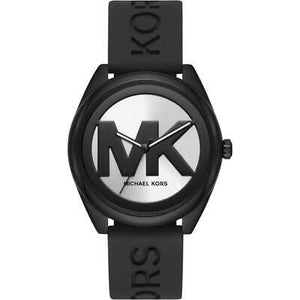 Michael Kors Janelle Quartz Silver Dial Black Rubber Strap Watch For Women - MK7138 Authentic Buy Shop Now