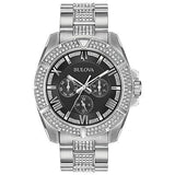 Bulova Crystal Collection Chronograph Black Dial Two Tone Steel Strap Watch for Men - 96C126 Authentic Buy Shop Now