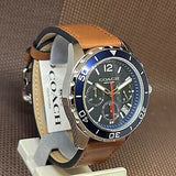 Coach Kent Chronograph Blue Dial Brown Leather Strap Watch for Men - 14602560 Authentic Buy Shop Now