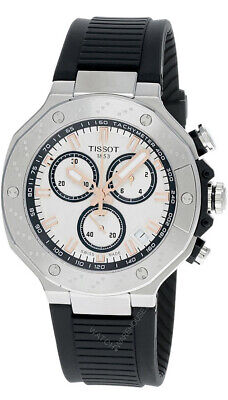 Tissot T Race Chronograph White Dial Black Rubber Strap Watch For Men - T141.417.17.011.00 Authentic Buy Shop Now