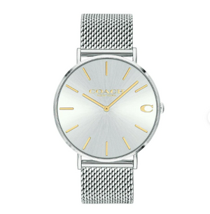 Coach Charles Silver Dial Silver Mesh Bracelet Watch for Men - 14602439 Authentic Buy Shop Now