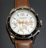 Coach Sullivan Chronograph White Dial Brown Leather Strap Watch for Men - 14602057 Authentic Buy Shop Now