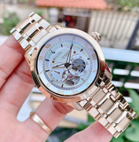 Bulova BVA Skeleton Silver Dial Gold Steel Strap Watch for Men - 97A108 Authentic Buy Shop Now