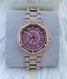 Michael Kors Lennox Three Hand Crystals Rose Gold Dial Rose Gold Steel Strap Watch For Women - MK6992 Authentic Buy Shop Now
