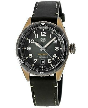 Tag Heuer Autavia Calibre 5 Automatic Olive Green Dial Green Leather Strap Watch for Men - WBE5190.FC8268 Authentic Buy Shop Now