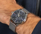 Tommy Hilfiger Oliver Quartz Blue Dial Silver Mesh Bracelet Watch for Men - 1791302 Authentic Buy Shop Now