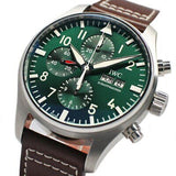 IWC Pilot's Watch Chronograph Edition Racing Green 43mm Green Dial Brown Leather Strap Watch for Men - IW377726 Authentic Buy Shop Now