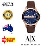 Armani Exchange Hampton Chronograph Blue Dial Brown Leather Strap Watch For Men - AX2172 Authentic Buy Shop Now