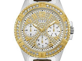 Guess Frontier Chronograph Crystals Gold Dial Two Tone Steel Strap Watch For Women - W1156L5 Authentic Buy Shop Now
