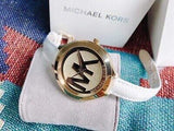 Michael Kors Slim Runway Quartz Gold Dial White Leather Strap Watch For Women - MK2389 Authentic Buy Shop Now