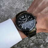 Emporio Armani Ceramica Chronograph Black Dial Black Steel Strap Watch For Men - AR1451 Authentic Buy Shop Now