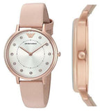 Emporio Armani Kappa Rose Gold & White Dial Beige Nude Leather Strap Watch For Women - AR2510 Authentic Buy Shop Now