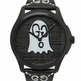 Gucci G Timeless Ghost Black Dial Black Leather Strap Watch For Men - YA1264018 Authentic Buy Shop Now