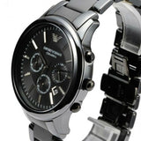 Emporio Armani Ceramica Chronograph Black Dial Black Steel Strap Watch For Men - AR1451 Authentic Buy Shop Now