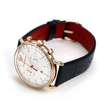 Emporio Armani Aviator Silver Dial Blue Leather Strap Watch For Men - AR11123 Authentic Buy Shop Now
