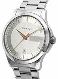 Gucci G Timeless Silver Dial Silver Steel Strap Unisex Watch - YA126442 Authentic Buy Shop Now