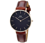 Daniel Wellington Classic Petite St Mawes Black Dial Brown Leather Strap Watch For Women - DW00100225 Authentic Buy Shop Now