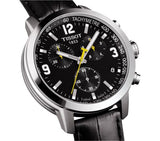 Tissot PRC 200 Chronograph Black Dial Black Leather Strap Watch For Men - T055.417.16.057.00 Authentic Buy Shop Now