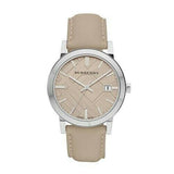 Burberry The City Silver Dial Beige Leather Strap Unisex Watch - BU9010 Authentic Buy Shop Now