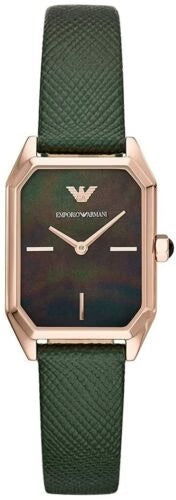 Emporio Armani Gioia Analog Black Mother of Pearl Dial Green Leather Strap Watch For Women - AR11149 Authentic Buy Shop Now