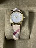 Burberry The City Diamonds Mother of Pearl Dial Brown Leather Strap Watch for Women - BU9226 Authentic Buy Shop Now