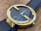 Gucci Interlocking Special Edition Grammy Black Dial Black Leather Strap Watch For Men - YA133208 Authentic Buy Shop Now