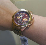 Marc Jacobs Rock Chronograph Mother of Pearl Red Dial Rose Gold Steel Strap Unisex Watch - MBM3251 Authentic Buy Shop Now