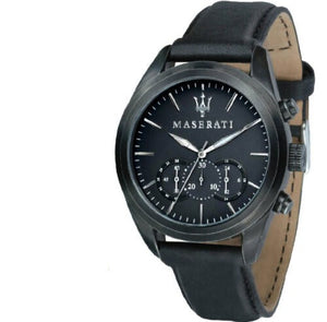 Maserati Traguardo Black Leather Strap Quartz Black Dial Watch For Men - R8871612019 Authentic Buy Shop Now