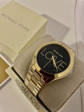 Michael Kors Slim Runway Black Dial Gold Steel Strap Watch for Women - MK3803 Authentic Buy Shop Now