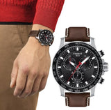 Tissot Supersport Chrono Black Dial Brown Leather Strap Watch for Men - T125.617.16.051.01 Authentic Buy Shop Now