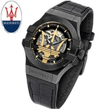Maserati Potenza Skeleton Limited Edition Black Dial Black Leather Strap Watch For Men - R8821108027 Authentic Buy Shop Now
