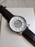 Emporio Armani Meccanico White Dial Brown Leather Strap Watch For Men - AR1946 Authentic Buy Shop Now