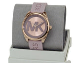 Michael Kors Janelle Three Hand Rose Gold Dial Pink Rubber Strap Watch For Women - MK7139 Authentic Buy Shop Now