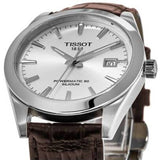 Tissot Gentleman Powermatic 80 Silicium Silver Dial Brown Leather Strap Watch For Men - T127.407.16.031.01 Authentic Buy Shop Now