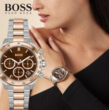 Hugo Boss Novia Brown Dial Two Tone Steel Strap Watch for Women - 1502617 Authentic Buy Shop Now