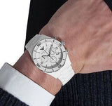 Emporio Armani Ceramic Chronograph White Dial White Ceramic Strap Watch For Men - AR1424 Authentic Buy Shop Now