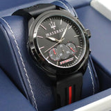Maserati Traguardo Chronograph Black Dial Black Rubber Strap Watch For Men - R8871612004 Authentic Buy Shop Now