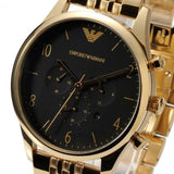 Emporio Armani Classic Chronograph Black Dial Gold Steel Strap Watch For Men - AR1893 Authentic Buy Shop Now
