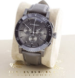 Burberry The City Chronograph Ion Plated Grey Dial Grey Leather Strap Watch for Men - BU9384 Authentic Buy Shop Now