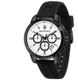 Maserati Successo 44mm White Dial Black Silicone Strap Watch For Men - R8871621010 Authentic Buy Shop Now