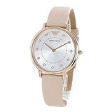 Emporio Armani Kappa Rose Gold & White Dial Beige Nude Leather Strap Watch For Women - AR2510 Authentic Buy Shop Now
