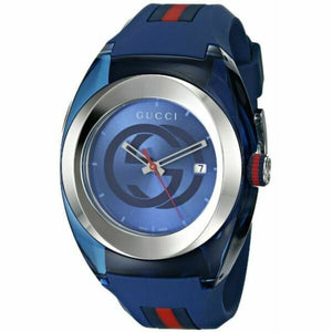 Gucci Sync XXL Quartz Blue Dial Blue Rubber Strap Watch For Men - YA137104 Authentic Buy Shop Now