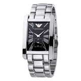 Emporio Armani Classic Black Dial Silver Stainless Steel Strap Watch For Men - AR0156 Authentic Buy Shop Now