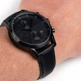Hugo Boss Blackout Chronograph Black Dial Black Leather Strap Watch For Men - HB1512567 Authentic Buy Shop Now