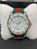 Gucci Dive White Dial Red & Green Nylon Strap Watch For Men - YA136207 Authentic Buy Shop Now