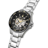 Maserati SFIDA Automatic Black Dial Silver Steel Strap Watch For Men - R8823140002 Authentic Buy Shop Now
