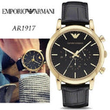 Emporio Armani Luigi Chronograph Black Dial Black Leather Watch For Men - AR1917 Authentic Buy Shop Now