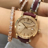 Burberry The City Gold Dial Orange Leather Strap Watch for Women - BU9017 Authentic Buy Shop Now