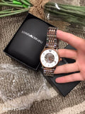 Emporio Armani Meccanico White Dial Two Tone Steel Strap Watch For Men - AR1921 Authentic Buy Shop Now